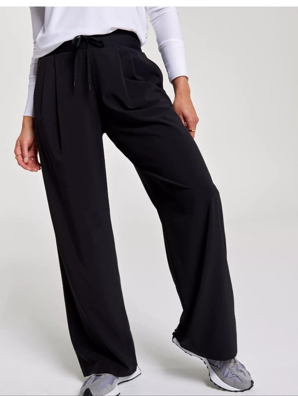 Calia Women's Black Wide-Leg Performace Trouser Drawstring Pants Size XL